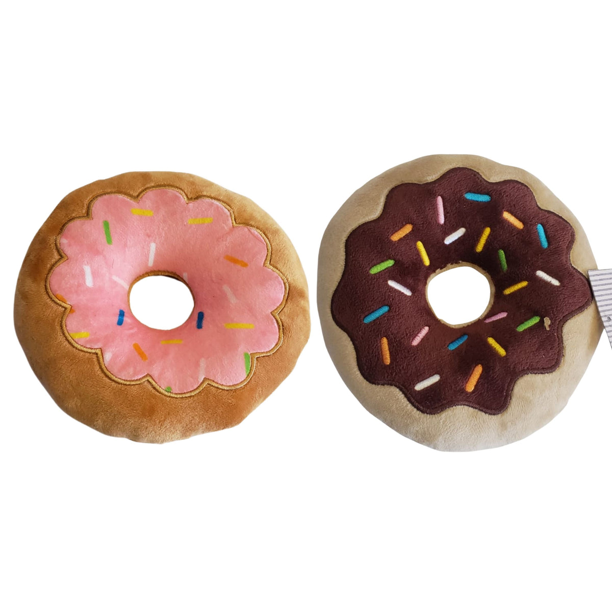 Interactive Donut Plush Dog Toy Set (Chocolate & Strawberry) by American Pet Supplies