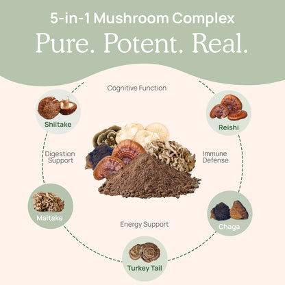 5 Defenders Organic Mushroom Blend Capsules by Real Mushrooms