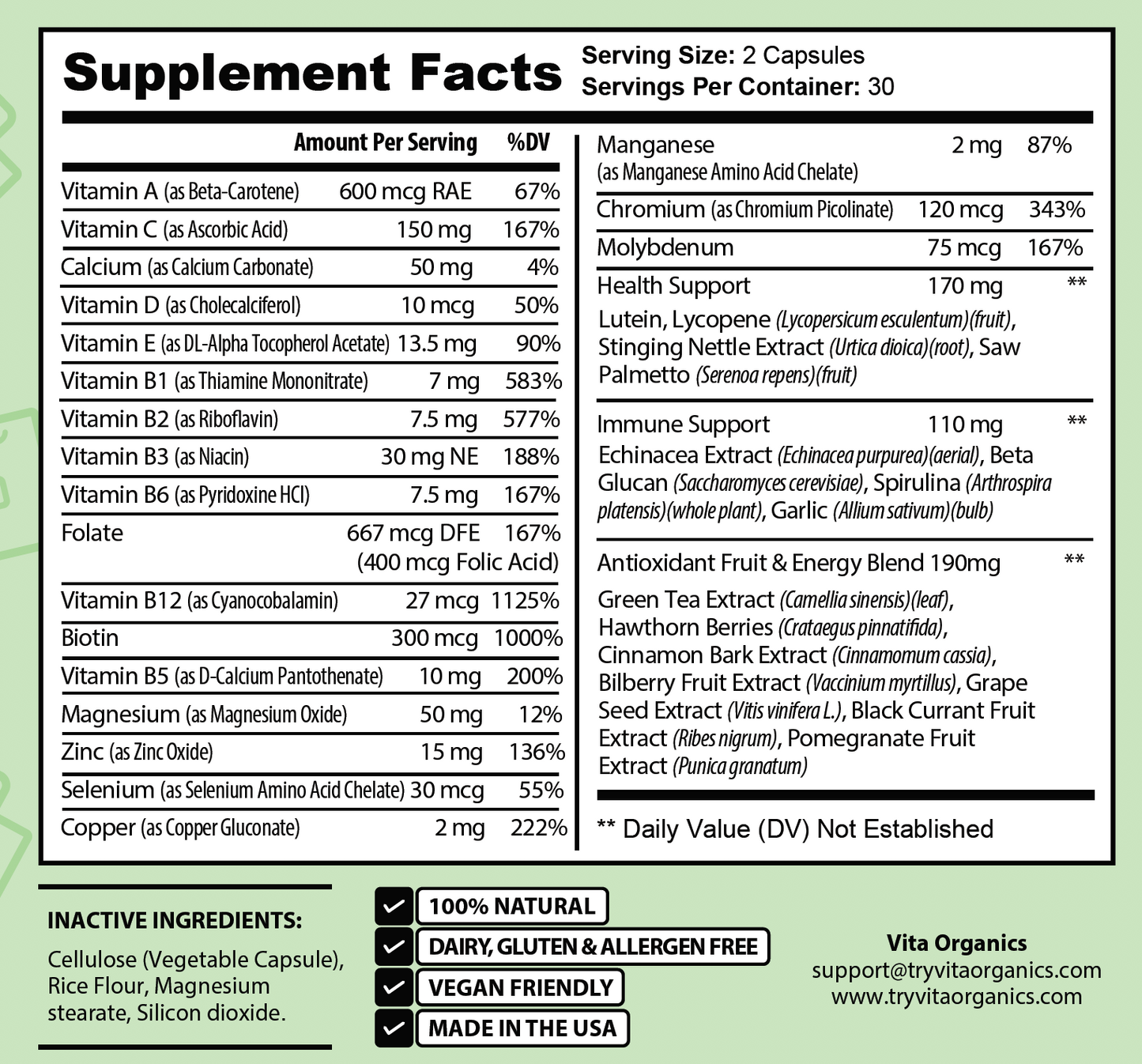 Complete Multi-Vitamin Complex (For Men and Women) by Vita Organics
