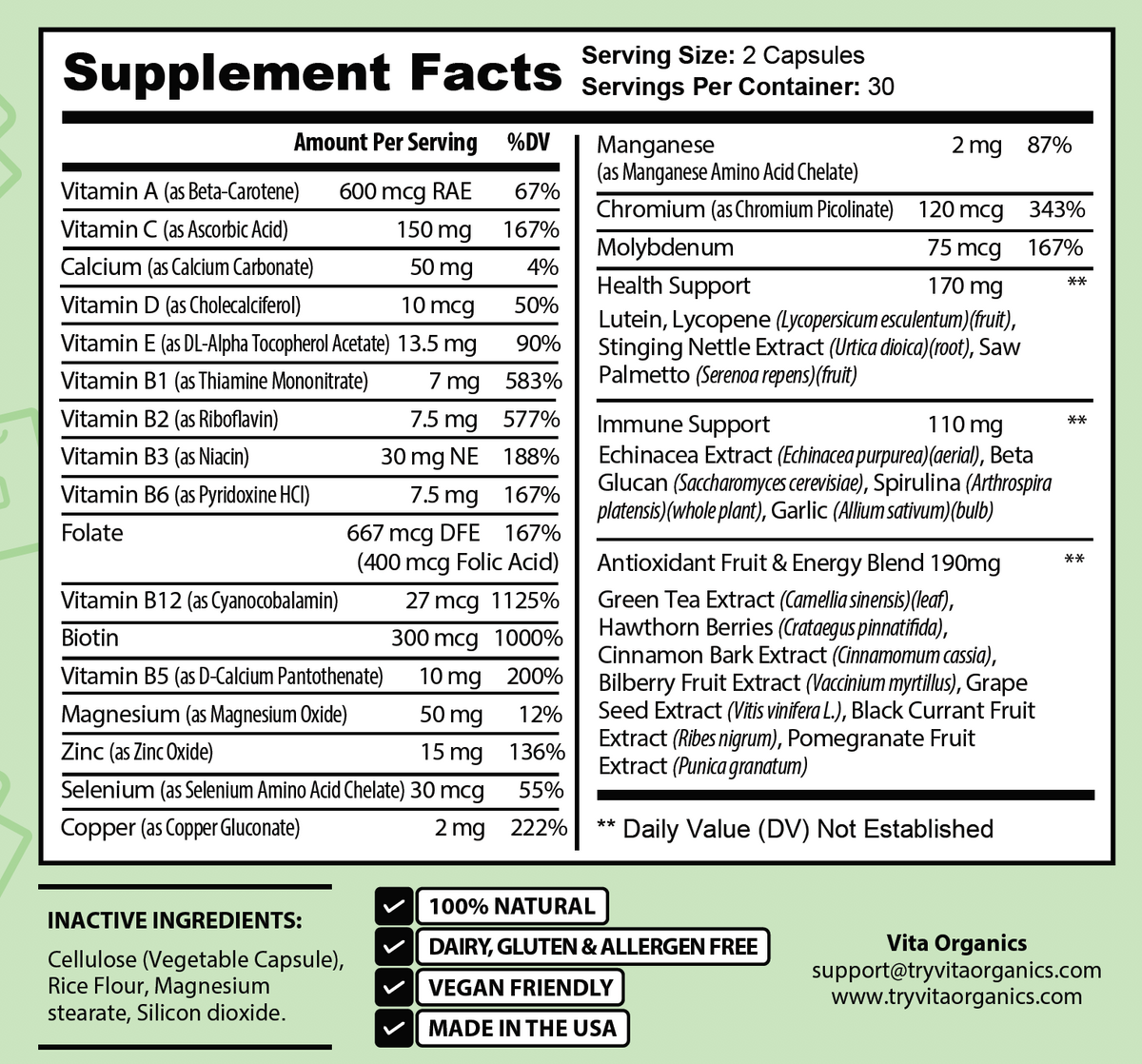 Complete Multi-Vitamin Complex (For Men and Women) by Vita Organics