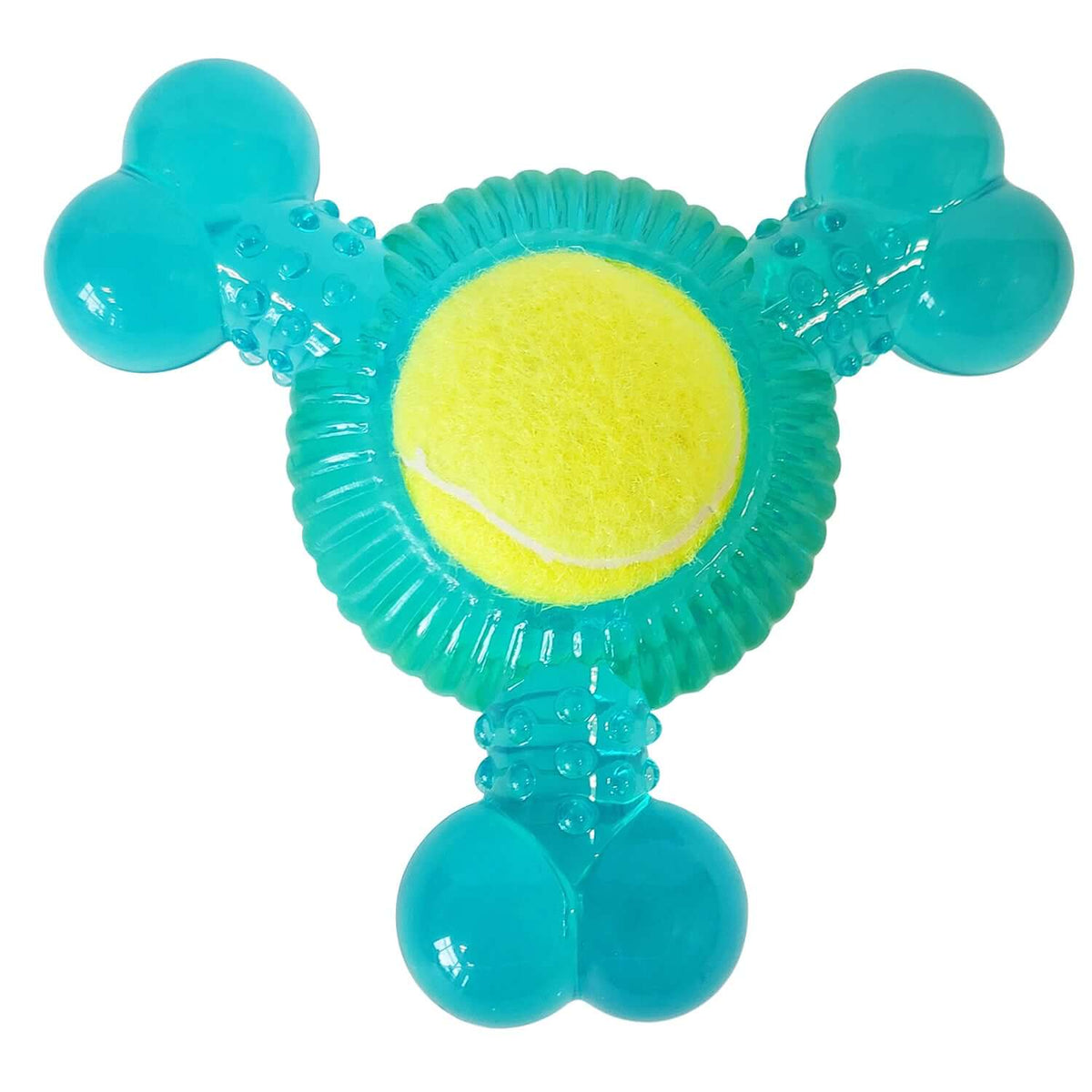 Eco-Friendly TPR 3-Bone Tennis Ball Squeak Chew Dog Toy by American Pet Supplies