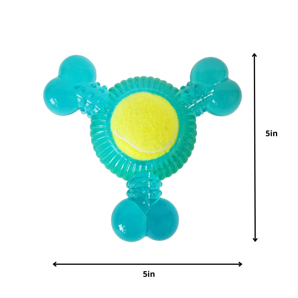 Eco-Friendly TPR 3-Bone Tennis Ball Squeak Chew Dog Toy by American Pet Supplies