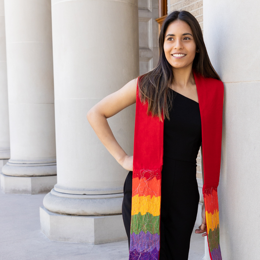 Rainbow and Red Contemporary Clergy Stole by Upavim Crafts