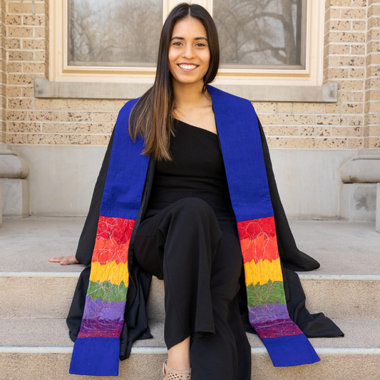 Rainbow and Blue Contemporary Clergy Stole by Upavim Crafts