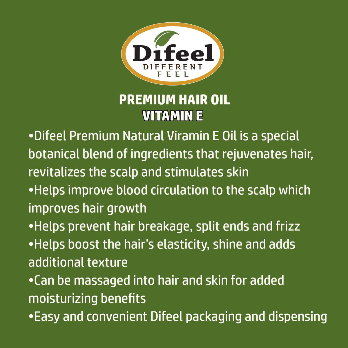 Difeel Premium Natural Hair Oil - Vitamin E Oil 2.5 oz. by difeel - find your natural beauty