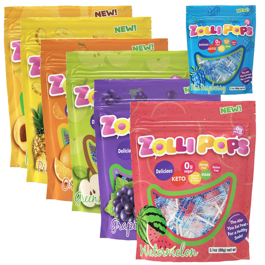 Zolli® 7 Flavor Pack of Zero Sugar Zollipops 7 Bags, by Zolli Candy