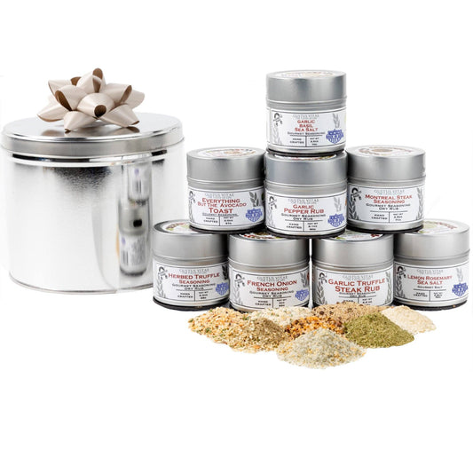 Deluxe Home Chef Flavor Kit | 8 Gourmet Seasonings & Salts In A Handsome Gift Tin by Gustus Vitae