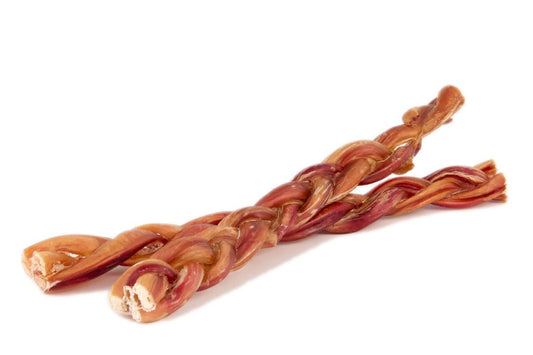 All-Natural Beef Braided Bully Sticks Dog Treat - 12" Standard (25/case) by American Pet Supplies