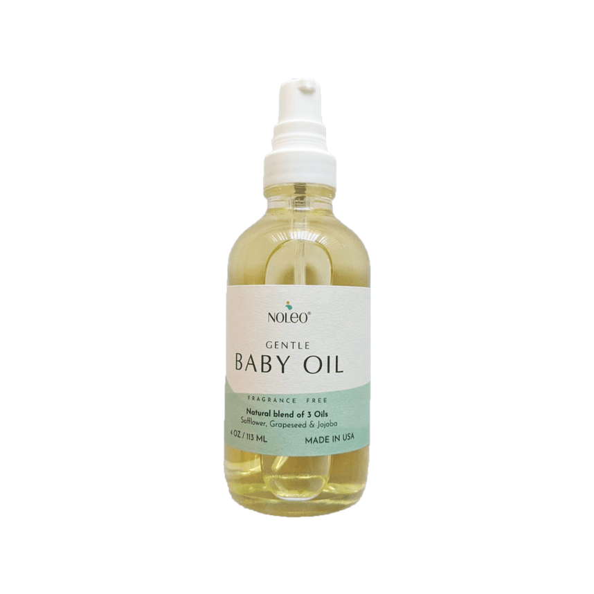 Gentle Baby Oil: Natural massage oil that relaxes your baby and gently nourishes skin. 4oz glass bottle by NOLEO