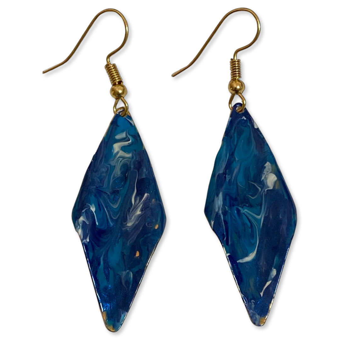 Blue Marble Wavy Lures of Love Earrings by The Urban Charm
