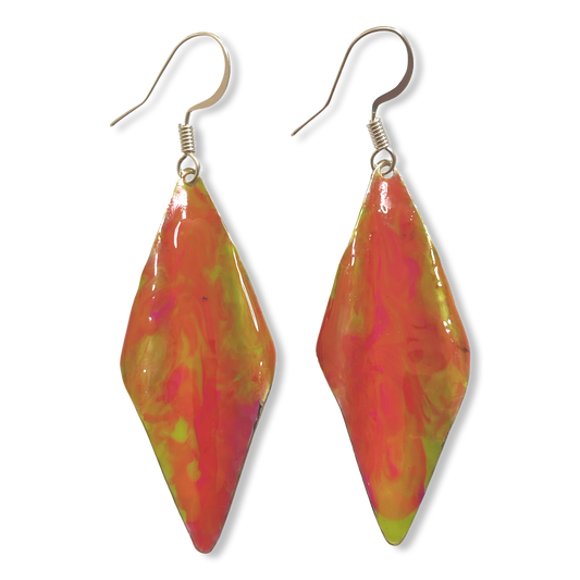 Yellow Orange Marble Wavy Lures of Love Earrings by The Urban Charm