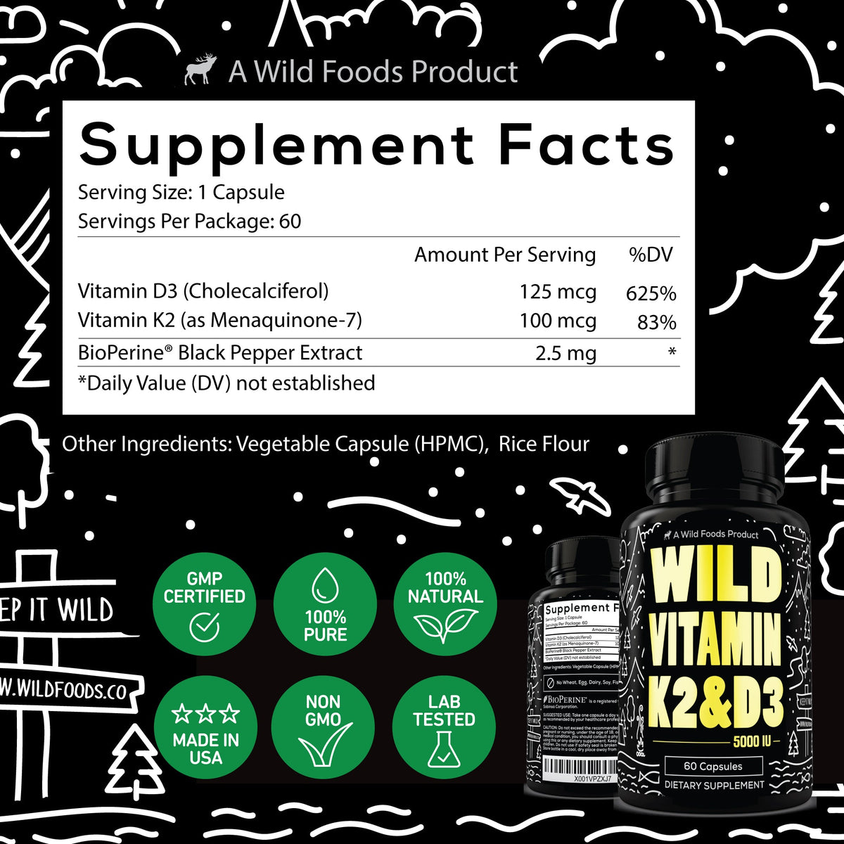 Wild Vitamin K2 & D3 Case of 12 by Wild Foods