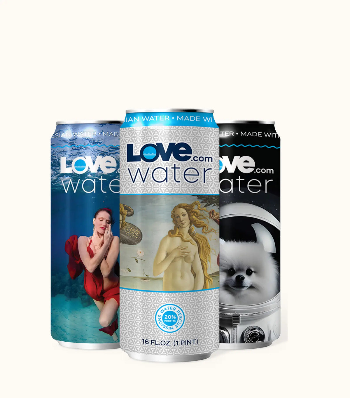 Love Water, 100% Naturally Alkaline, Artesian Water,  Recycled Aluminum 12 oz Cans, by Love.com, Case of 24