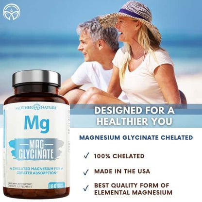 Magnesium Glycinate Capsules by Mother Nature Organics