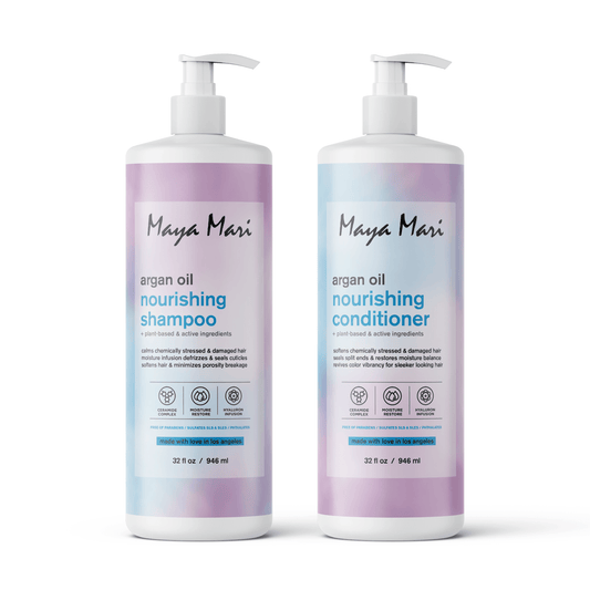 Maya Mari Argan Oil Nourishing Shampoo & Conditioner SET Sulfate Free - Bond Repair & Moisture for Dry Damaged Treated Hair, 32 fl oz by  Los Angeles Brands