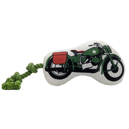 Retro Army Motorcycle Plush Dog and Puppy Toy by American Pet Supplies
