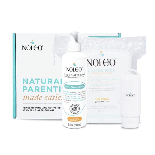 NOLEO Baby Box - NOLEO 3-IN-1, Organic Cotton Pads, Refillable Travel Bottle by NOLEO