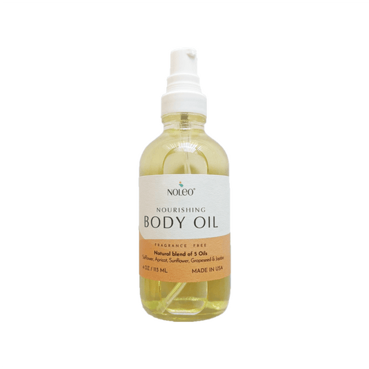 Nourishing Body Oil: Natural oil. Soothes skin and help bring back elasticity. 4oz glass bottle. by NOLEO
