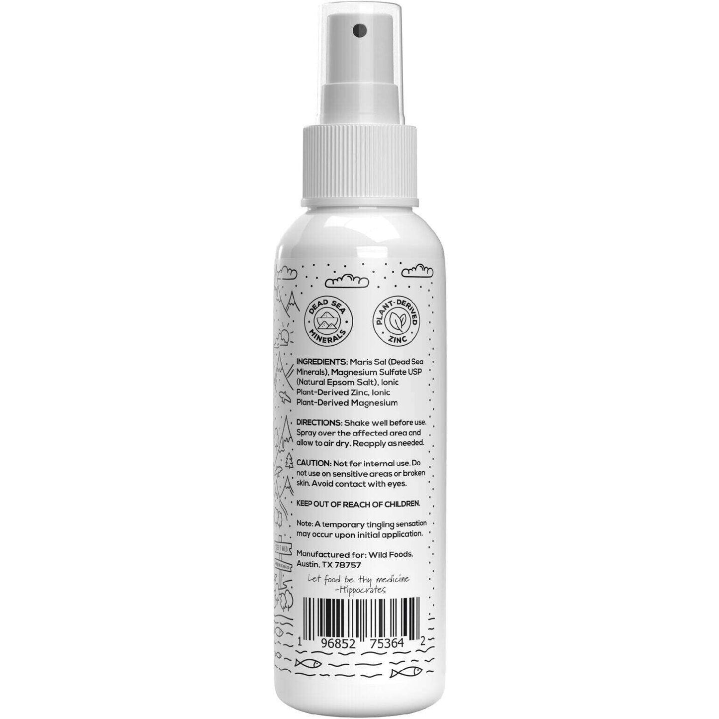 Wild Magnesium Spray From Dead Sea Salt - Case of Six by Wild Foods