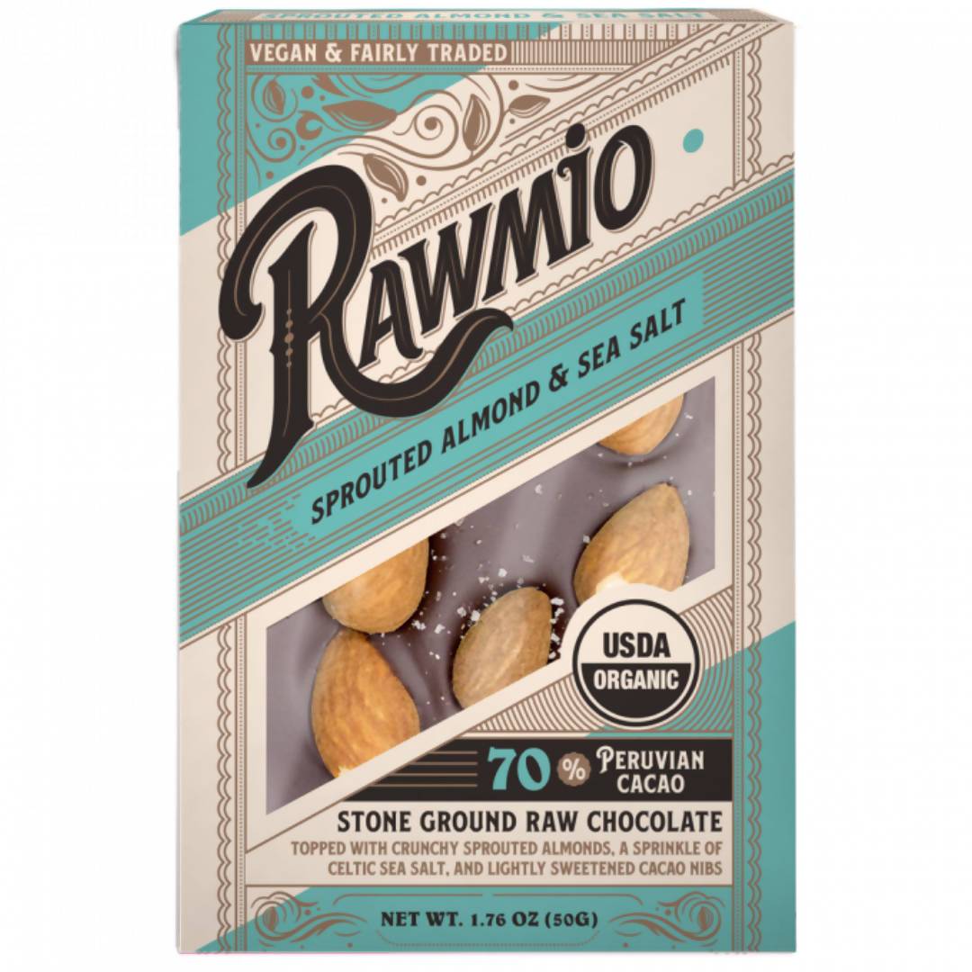 Rawmio Sprouted Almond & Sea Salt Raw Chocolate Bark Bars - 12 x 1.76oz by Farm2Me