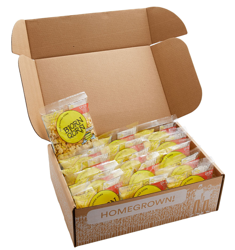 Bjorn Qorn Spicy Popcorn Bags - 15-Pack x 1oz Bag by Farm2Me
