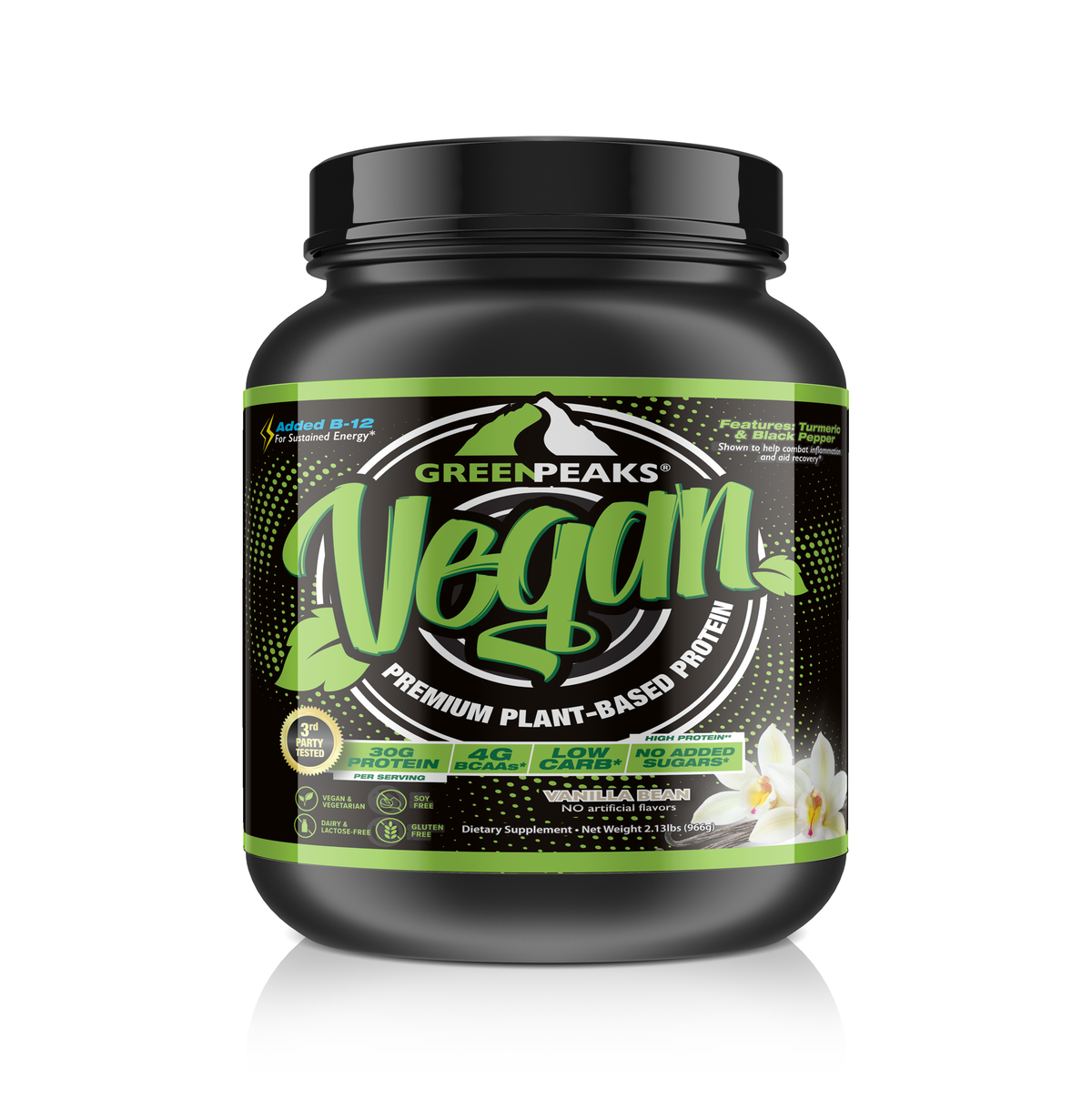 Premium Vegan Protein Powder Vanilla Bean by Green Peaks
