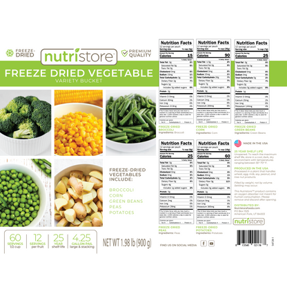 Freeze Dried Vegetable Variety Bucket by Nutristore