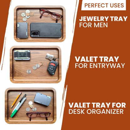 Valet Tray - Catch All Tray - Accessories Organizer - Walnut Wood by Virginia Boys Kitchens