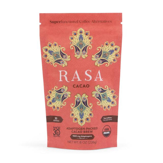RASA, Cacao, Adaptogen-Packed Cacao Brew, USDA Organic, 1500mg Adaptogens Per Cup, with 5mg Caffein, 30 Servings - 8 oz - LoveMore
