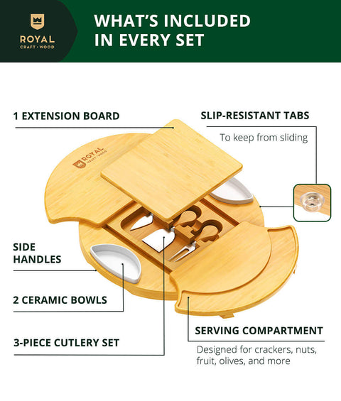 Rotating Cheese Board With Knives by Royal Craft Wood