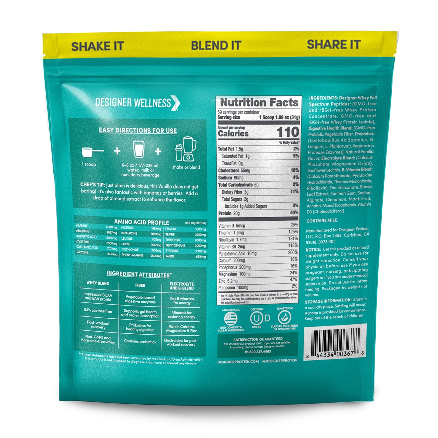 Vanilla Designer Whey 4lb Bag: 100% Whey Protein Powder Designer Protein ®