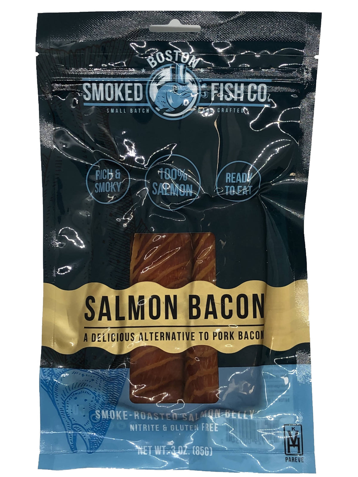 Salmon Bacon (Hot Smoked Belly) - 12 x 3 oz by Farm2Me