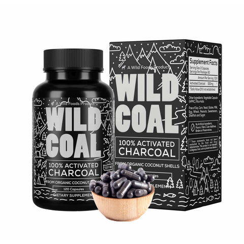 Activated Charcoal Capsules, 120ct Case of 12 by Wild Foods
