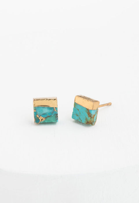 Lorena Square Turquoise Stud Earrings by Starfish Project
