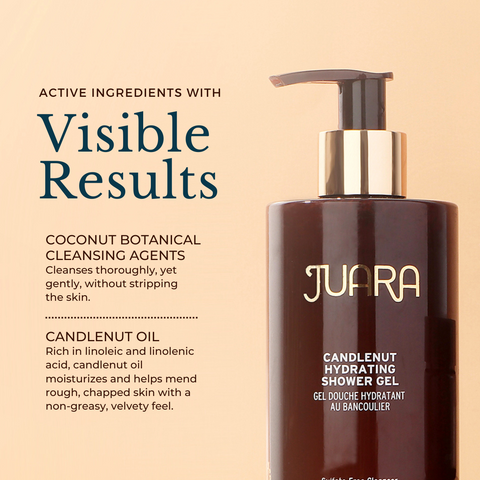 Candlenut Hydrating Shower Gel, 12 oz by JUARA Skincare
