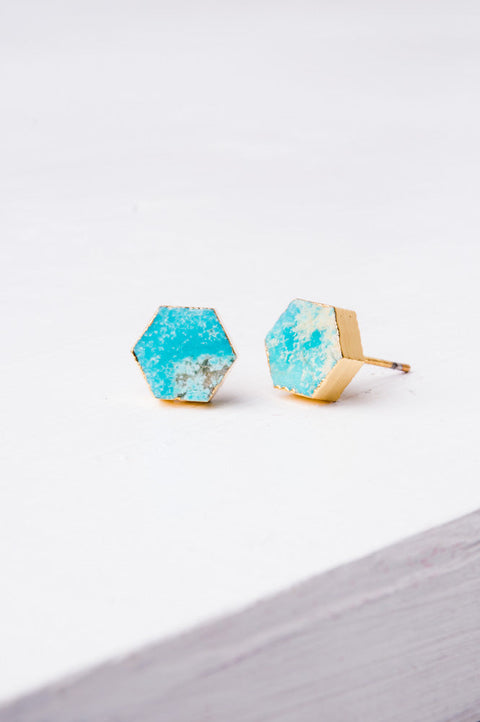 Natalie Turquoise Hexagon Stud Earrings by Starfish Project