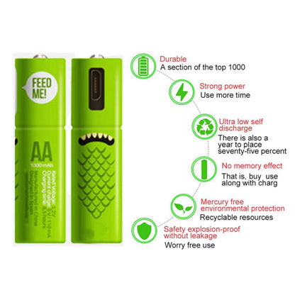 ECO Recharge 4 Pack AA Or AAA USB Rechargeable Batteries by VistaShops