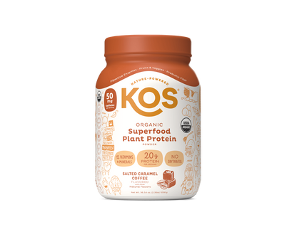 KOS Organic Plant Protein, Salted Caramel Coffee, 28 servings by KOS.com