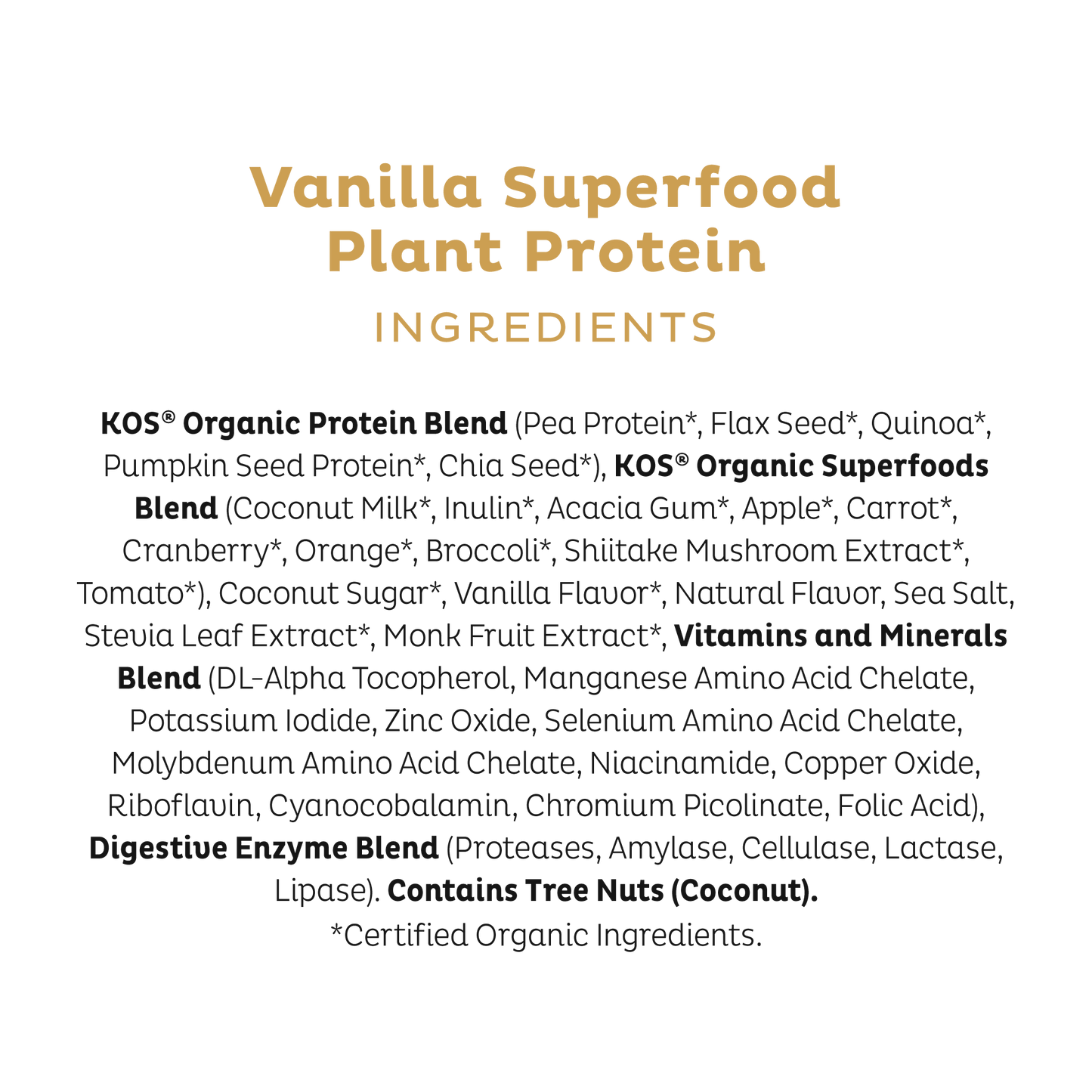 KOS Organic Plant Protein, Vanilla, 28 Servings by KOS.com