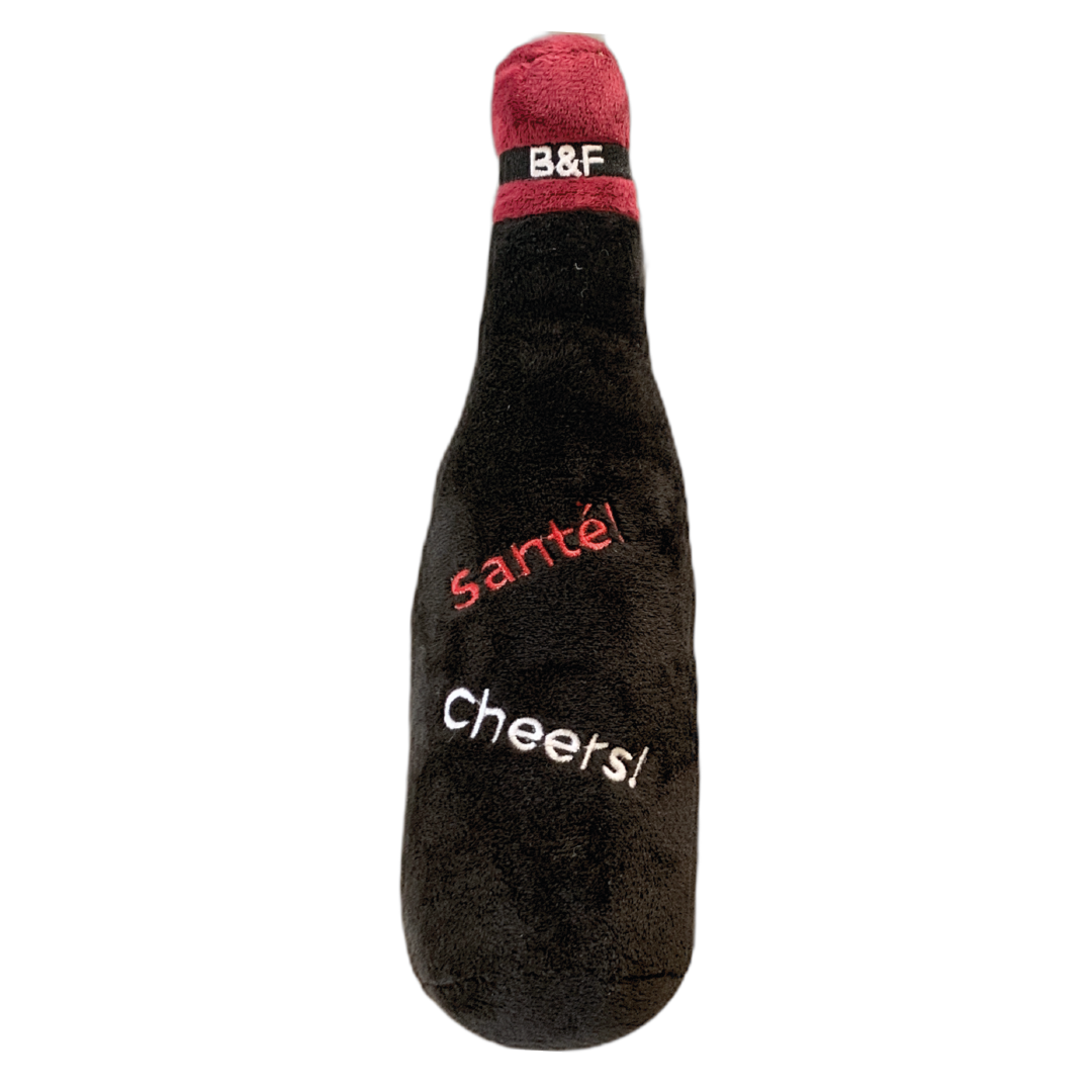 Wine Bottle Squeaky Dog Plush Toy (Bark'gundy Red Whine) by Bonne et Filou
