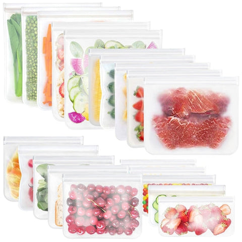 20Pcs Reusable Food Storage Bags 5 Sandwich Snack Gallon Quart Bag Leakproof BPA Free Food Container Freezer Safe Lunch Bag by VYSN
