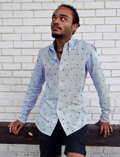 Diagonal Organic Cotton Men's Button Down Shirt by Passion Lilie