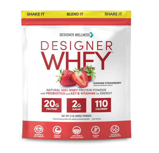 Strawberry Designer Whey 2 lb : 100% Whey Protein Powder - Designer Protein®