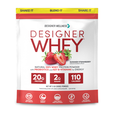 Strawberry Designer Whey 2 lb : 100% Whey Protein Powder - Designer Protein®