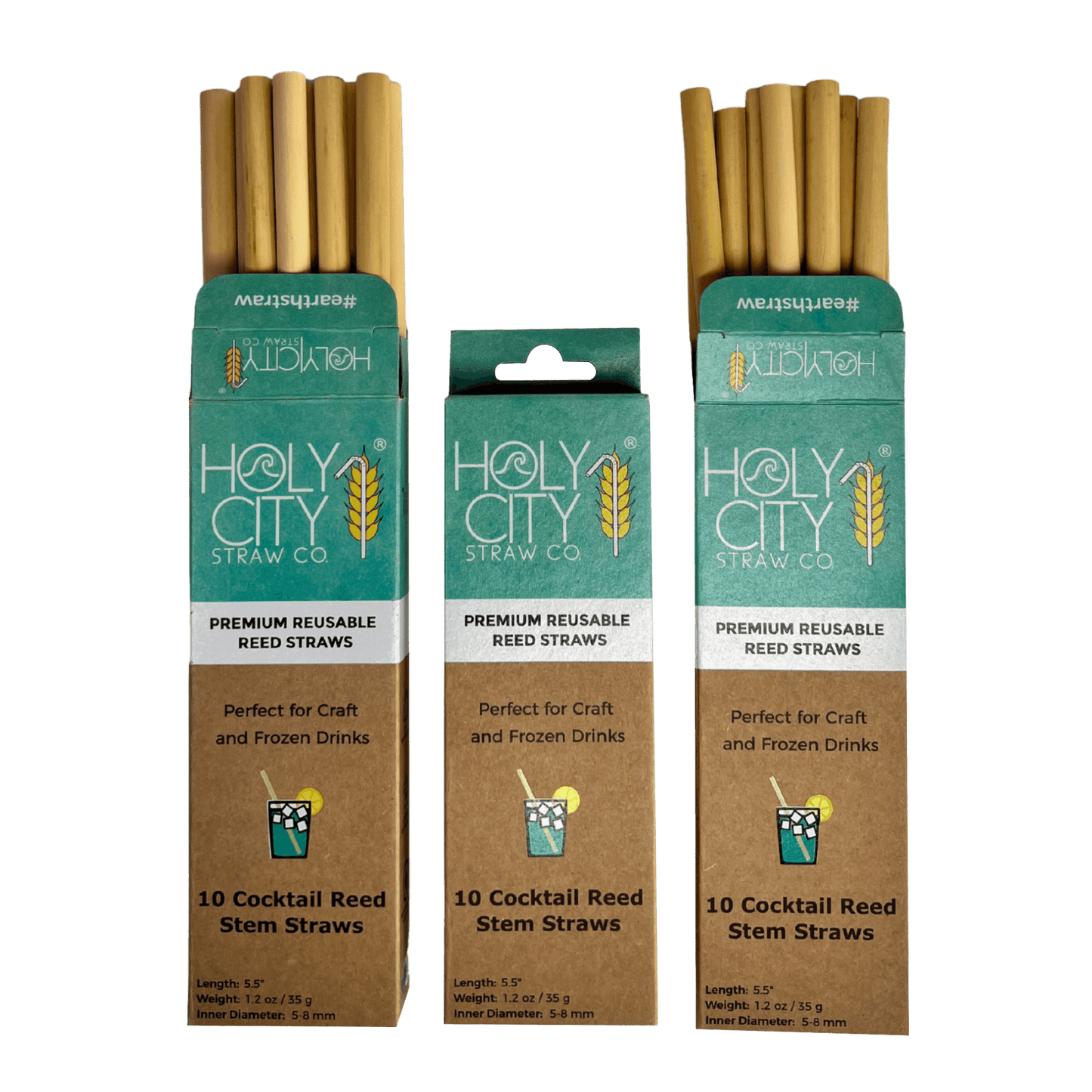 Cocktail Reusable Reed Straws | 3 Pack Bundle by Holy City Straw Company