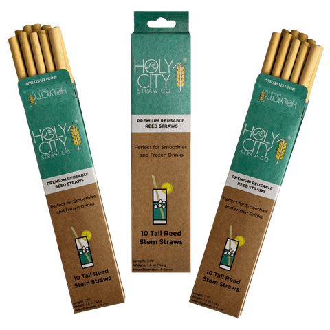 Tall Reusable Reed Straw Bundle - 3 Pack by Holy City Straw Company