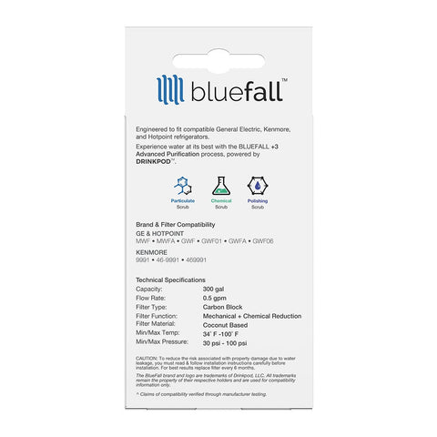GE MWF Refrigerator Water Filter- Compatible by Bluefall by Drinkpod
