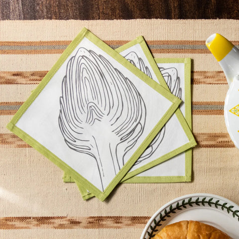 Set of 4 Organic Cotton Cocktail Napkins by Toby Leon