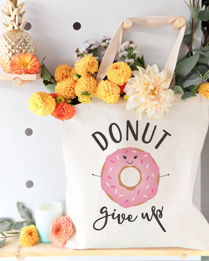 Donut Give Up Cotton Canvas Tote Bag by The Cotton & Canvas Co.