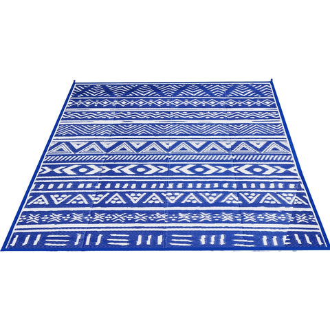 4.98x8FT Reversible Outdoor Rug Waterproof Mat with Storage Bag Portable Plastic Carpet Indoor Outdoor Activity for Picnic Patio Deck RV Trip Blue & W - Blue - 5 x 8ft by VYSN